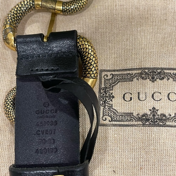 Gucci Snake Buckle Leather Belt Unisex - Picture 2 of 7
